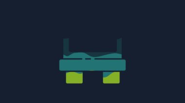 Elektrik koruma bileşeni ikonunun sarı fünyesi mavi arkaplanda izole edildi. Eriyen koruyucu fitil. 4K Video hareketli grafik canlandırması.