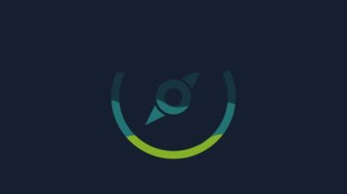 Yellow Compass icon isolated on blue background. Windrose navigation symbol. Wind rose sign. 4K Video motion graphic animation.