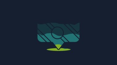 Yellow Infographic of city map navigation icon isolated on blue background. Mobile App Interface concept design. Geolacation concept. 4K Video motion graphic animation.