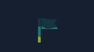 Yellow Flag icon isolated on blue background. Location marker symbol. 4K Video motion graphic animation.