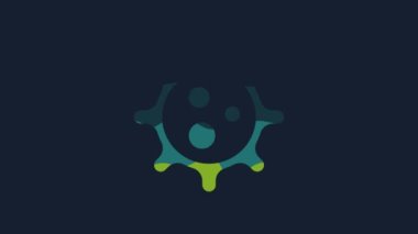 Sarı Virüs simgesi mavi arkaplanda izole edildi. Corona virüsü 2019-nCoV. Bakteri ve mikroplar, hücre kanseri, mikrop, mantar. 4K Video hareketli grafik canlandırması.