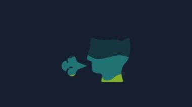 Sarı Adam 'ın öksürük ikonu mavi arka planda izole edildi. Viral enfeksiyon, grip, grip, soğuk algınlığı semptomları. Tüberküloz, kabakulak, boğmaca. 4K Video hareketli grafik canlandırması..