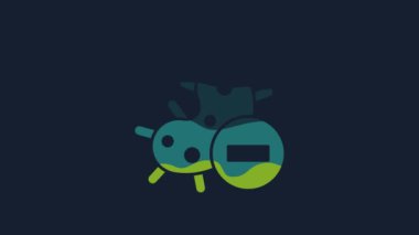 Sarı Negatif virüs ikonu mavi arkaplanda izole edildi. Corona virüsü 2019-nCoV. Bakteri ve mikroplar, hücre kanseri, mikrop, mantar. 4K Video hareketli grafik canlandırması.