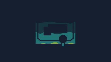 Sarı Sertifika şablon simgesi mavi arkaplanda izole edildi. Başarı, ödül, diploma, burs, diploma kavramları. 4K Video hareketli grafik canlandırması.