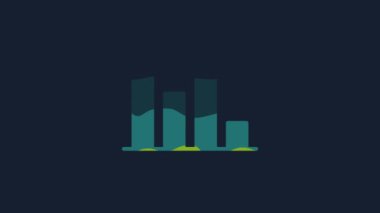 Sarı Pasta grafiği bilgi simgesi mavi arkaplanda izole edildi. Diyagram çizelgesi. 4K Video hareketli grafik canlandırması.