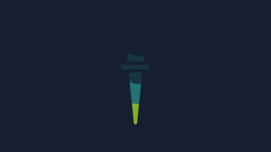 Yellow Push pin icon isolated on blue background. Thumbtacks sign. 4K Video motion graphic animation.