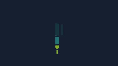 Yellow Pen icon isolated on blue background. 4K Video motion graphic animation.