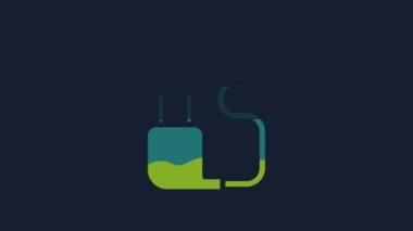 Sarı Şarj simgesi mavi arkaplanda izole edildi. 4K Video hareketli grafik canlandırması.