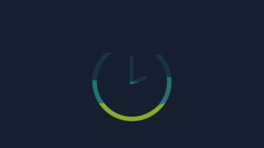 Yellow Stopwatch icon isolated on blue background. Time timer sign. Chronometer sign. 4K Video motion graphic animation.