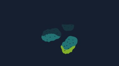 Sarı Tavuk nugget simgesi mavi arkaplanda izole edildi. 4K Video hareketli grafik canlandırması.