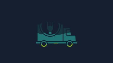 Sarı Hızlı mavi arka planda izole edilmiş araba ikonu ile 24 saat teslimat. 4K Video hareketli grafik canlandırması.