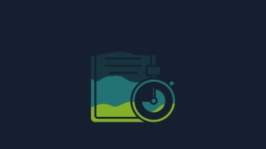 Dağıtım listesi simgesinin sarı doğrulaması mavi arkaplanda izole edildi. 4K Video hareketli grafik canlandırması.