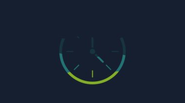 Yellow Clock icon isolated on blue background. Time symbol. 4K Video motion graphic animation.