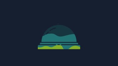 Sarı Otel servis çanı simgesi mavi arkaplanda izole edildi. Resepsiyon zili. 4K Video hareketli grafik canlandırması.