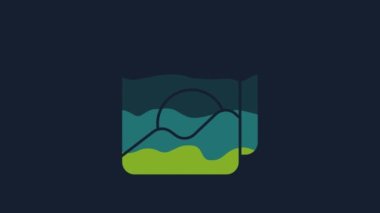 Sarı Fotoğraf simgesi mavi arkaplanda izole edildi. 4K Video hareketli grafik canlandırması.