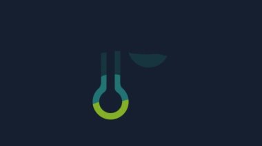 Yellow Meteorology thermometer measuring icon isolated on blue background. Thermometer equipment showing hot or cold weather. 4K Video motion graphic animation.
