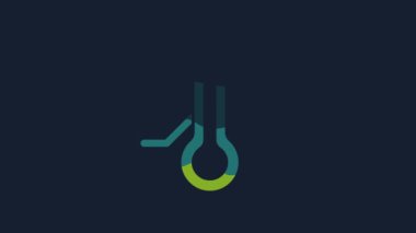 Yellow Meteorology thermometer measuring icon isolated on blue background. Thermometer equipment showing hot or cold weather. 4K Video motion graphic animation.