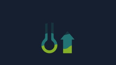 Yellow Meteorology thermometer measuring icon isolated on blue background. Thermometer equipment showing hot or cold weather. 4K Video motion graphic animation.