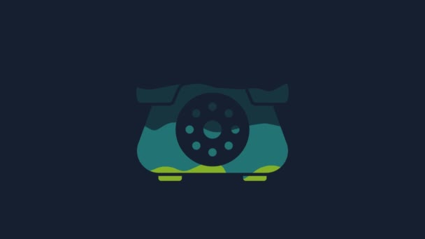 Yellow Telephone Icon Isolated Blue Background Landline Phone Video Motion — Stockvideo
