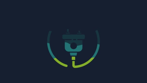 Yellow Electric Plug Icon Isolated Blue Background Concept Connection Disconnection — Vídeo de Stock