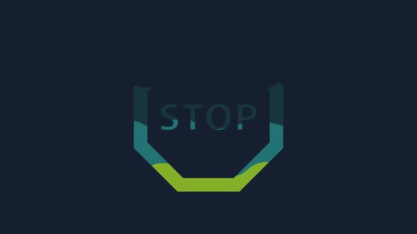 Yellow Stop Sign Icon Isolated Blue Background Traffic Regulatory Warning — Stockvideo