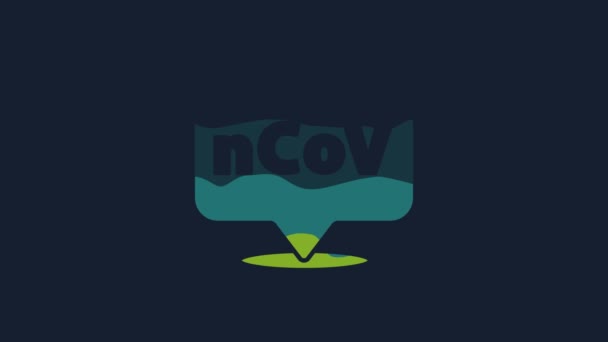 Yellow Corona Virus 2019 Ncov Location Icon Isolated Blue Background — Stock Video