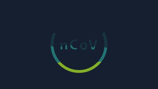 Yellow Corona Virus 2019 Ncov Icon Isolated Blue Background Bacteria — Vídeo de stock