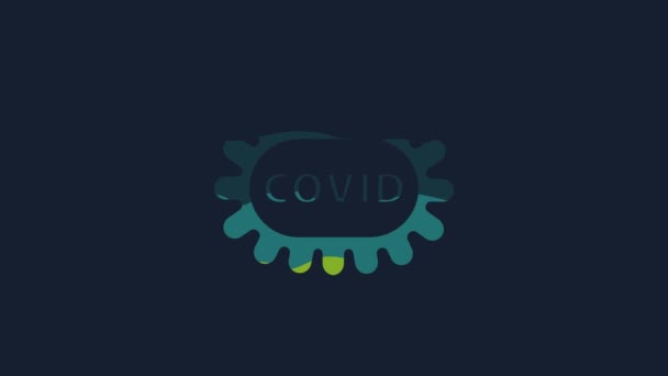Icono Del Virus Amarillo Corona Covid Aislado Sobre Fondo Azul — Vídeos de Stock