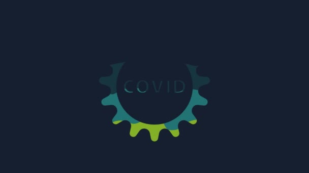 Icono Del Virus Amarillo Corona Covid Aislado Sobre Fondo Azul — Vídeos de Stock
