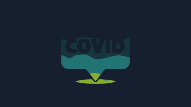 Yellow Corona Virus Covid Location Icon Isolated Blue Background Bacteria — Stock Video