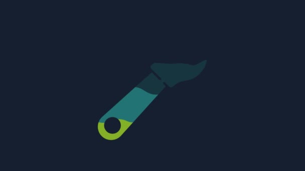 Yellow Wrench Spanner Icon Isolated Blue Background Video Motion Graphic — Vídeos de Stock