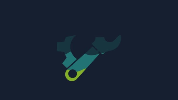 Yellow Wrench Spanner Gear Icon Isolated Blue Background Adjusting Service — Stock Video