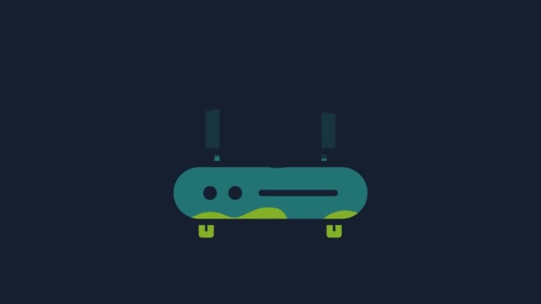 Yellow Router Signal Icon Isolated Blue Background Wireless Ethernet Modem — Vídeo de Stock