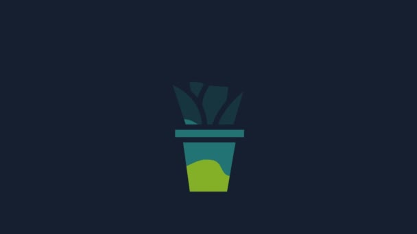 Yellow Plant Pot Icon Isolated Blue Background Plant Growing Pot — Wideo stockowe