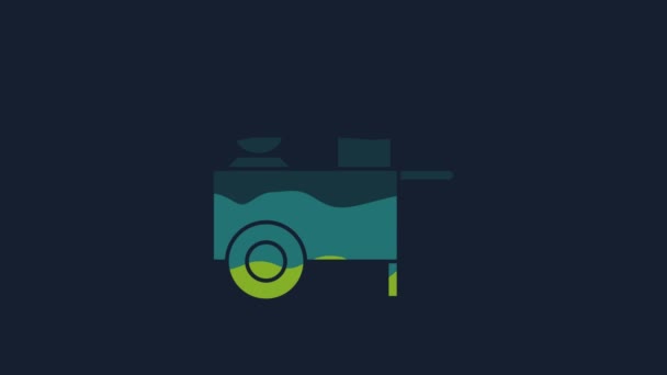Yellow Fast Street Food Cart Icon Isolated Blue Background Urban — 비디오