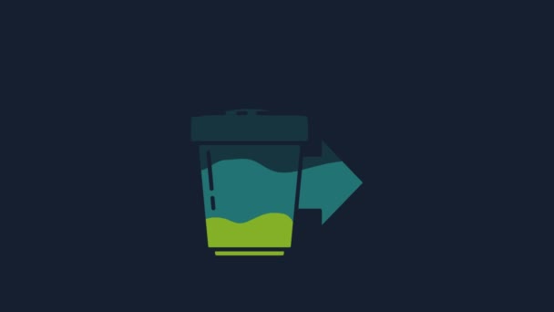 Yellow Coffee Cup Icon Isolated Blue Background Video Motion Graphic — ストック動画