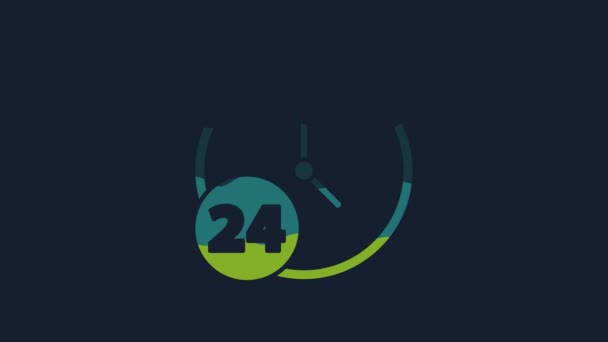 Yellow Clock Hours Icon Isolated Blue Background All Day Cyclic — Vídeo de stock