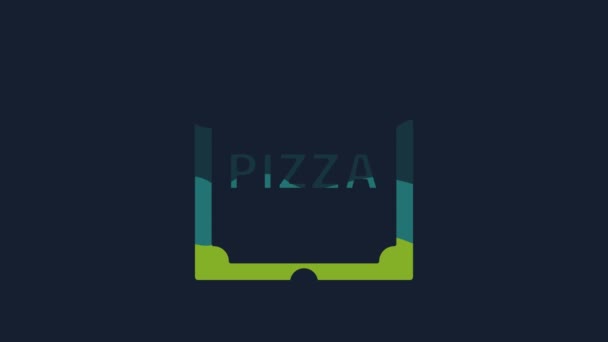 Yellow Pizza Cardboard Box Icon Isolated Blue Background Box Layout — 图库视频影像