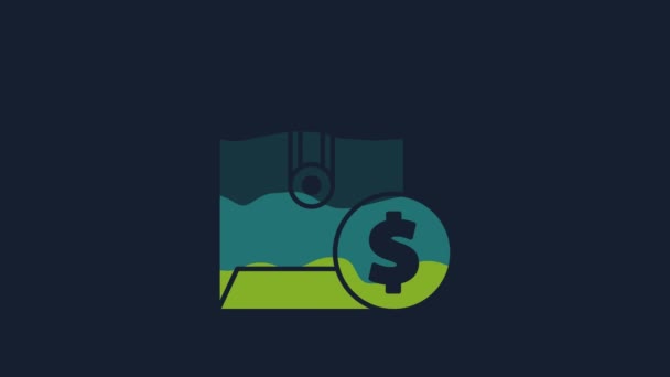 Gele Envelop Met Munt Dollar Symbool Pictogram Geïsoleerd Blauwe Achtergrond — Stockvideo