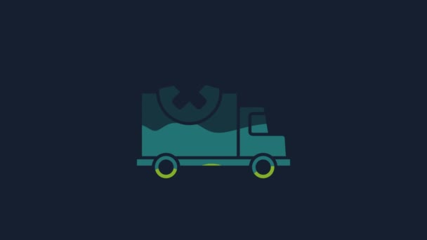 Yellow Delivery Cargo Truck Vehicle Icon Isolated Blue Background Video — ストック動画