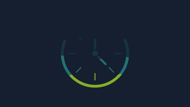 Yellow Clock Icon Isolated Blue Background Time Symbol Video Motion — Vídeos de Stock
