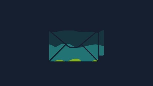 Yellow Envelope Icon Isolated Blue Background Email Message Letter Symbol — ストック動画