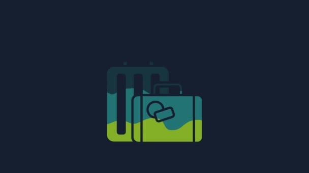 Yellow Suitcase Travel Icon Isolated Blue Background Traveling Baggage Sign — Vídeo de Stock