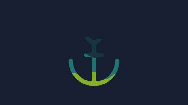 Yellow Anchor Icon Isolated Blue Background Video Motion Graphic Animation — ストック動画