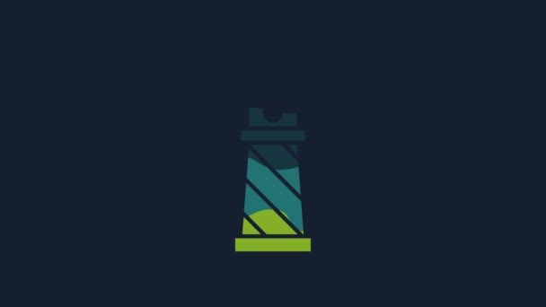 Yellow Lighthouse Icon Isolated Blue Background Video Motion Graphic Animation — Vídeo de stock