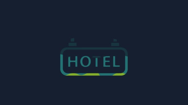 Gelbe Außenwerbung Mit Hotelsymbol Auf Blauem Hintergrund Video Motion Grafik — Stockvideo