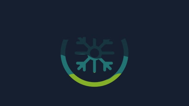 Yellow Snowflake Icon Isolated Blue Background Video Motion Graphic Animation — Vídeos de Stock