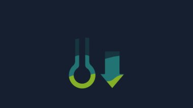 Yellow Meteorology thermometer measuring icon isolated on blue background. Thermometer equipment showing hot or cold weather. 4K Video motion graphic animation.