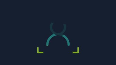 Sarı Yüz tanıma simgesi mavi arkaplanda izole edildi. Yüz tanımlama simgesi. Yüz tanıma. Siber güvenlik kavramı. 4K Video hareketli grafik canlandırması.