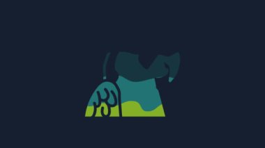 Sarı papağan papağan kuş ikonu mavi arka planda izole edilmiş. Hayvan sembolü. 4K Video hareketli grafik canlandırması.